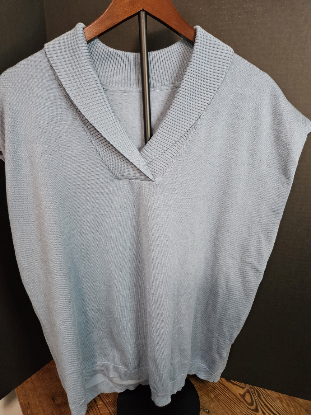 Women’s Light Blue Sleeveless Cowl Sweater Top